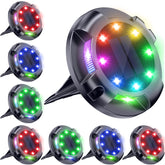 Biling Solar Pathway Lights - 8 Pack Multi Color Outdoor Uplight Sidelight Ground Lights for Yard Walkway Garden Halloween Decorations